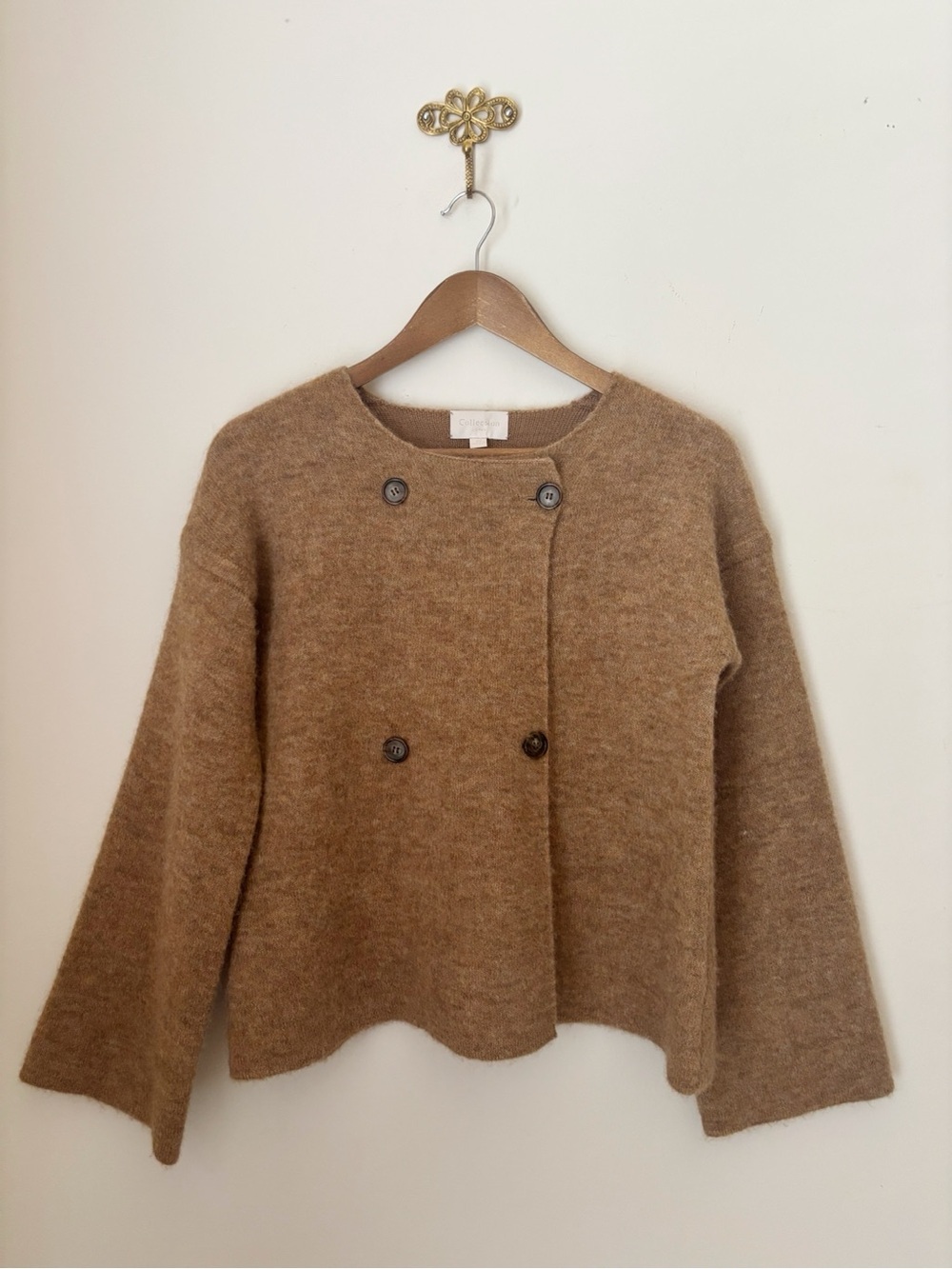 J. Crew Collection Brown Wool Alpaca Blend Double Breasted Cardigan Sweater XS
